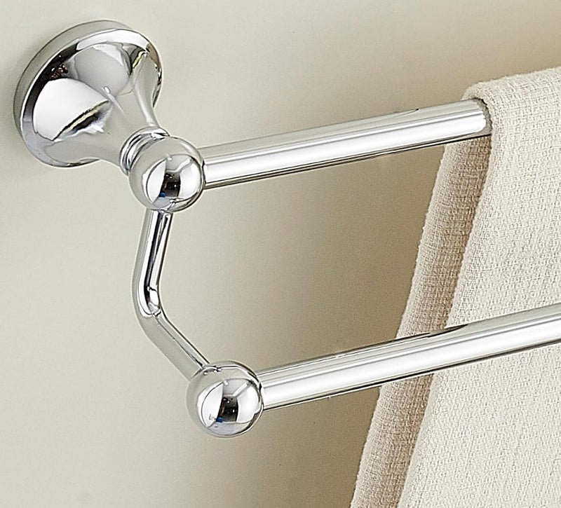Ntipox Antique Bathroom Double Towel Bar Chrome, 24 Inch Towel Racks for Bathroom Wall Mounted,Bathroom Towel Holder,Bathroom Two Towel Hanger Rod - Image 1